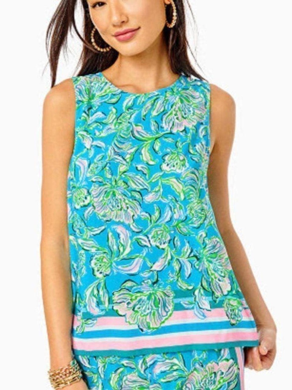 Lilly Pulitzer Iona Sleeveless Top and Wide Leg Pants Set in Cumulus Blue XXS
